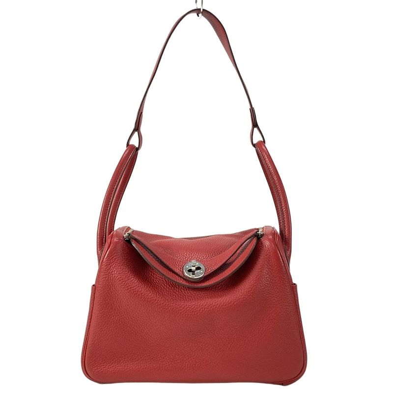 Hermes Handbag Lindy 26 Rouge Cazac Silver Hardware