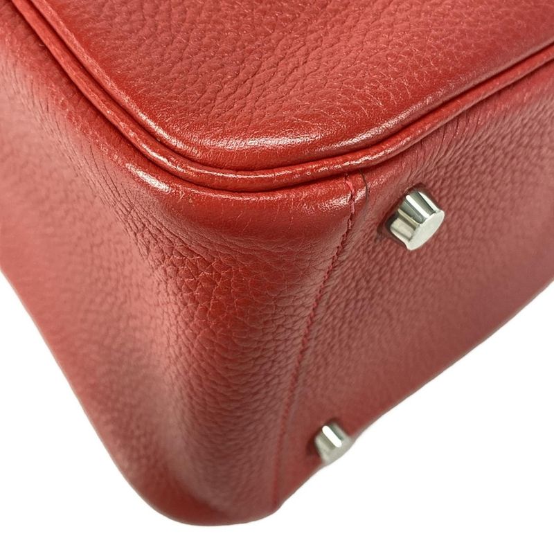 Hermes Handbag Lindy 26 Rouge Cazac Silver Hardware