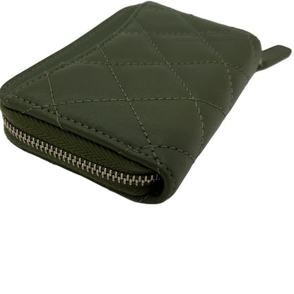Chanel Coin Case Classic Zip Coin Purse Matelasse Ap0216 Khaki Round Zipper
