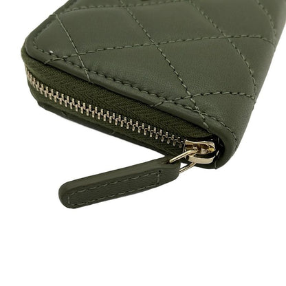 Chanel Coin Case Classic Zip Coin Purse Matelasse Ap0216 Khaki Round Zipper