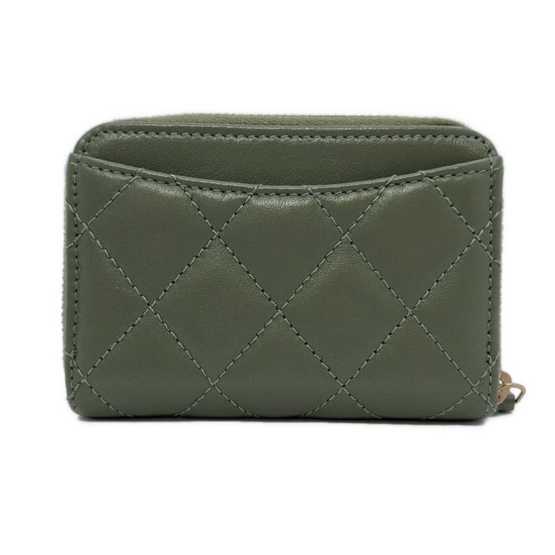 Chanel Coin Case Classic Zip Coin Purse Matelasse Ap0216 Khaki Round Zipper
