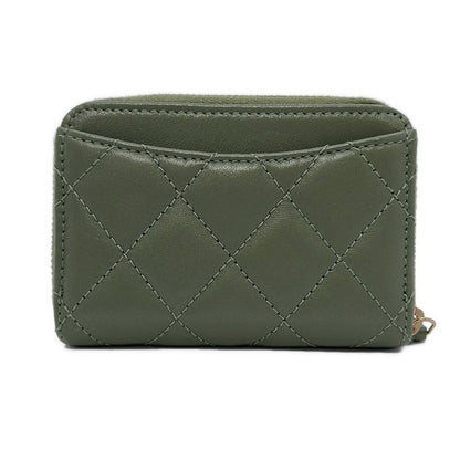 Chanel Coin Case Classic Zip Coin Purse Matelasse Ap0216 Khaki Round Zipper