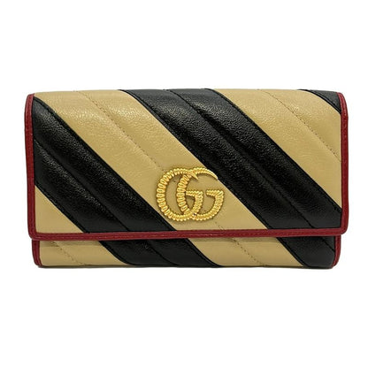 Gucci Long Wallet Ggmarmont 573809 Beige X Black X Red Leather
