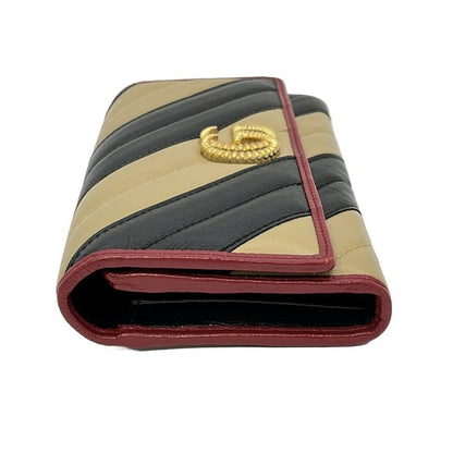 Gucci Long Wallet Ggmarmont 573809 Beige X Black X Red Leather