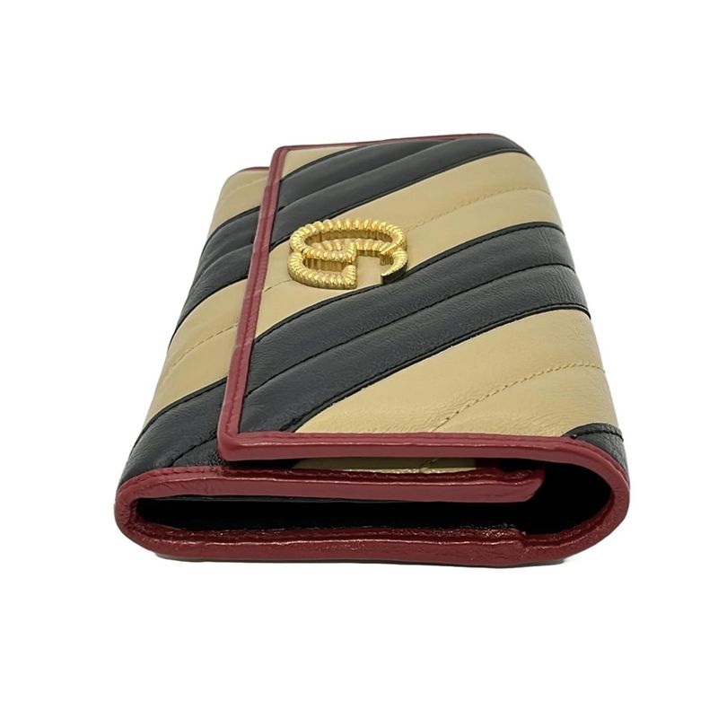 Gucci Long Wallet Ggmarmont 573809 Beige X Black X Red Leather