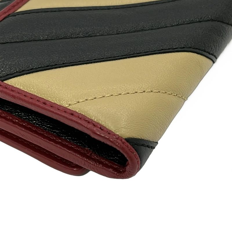 Gucci Long Wallet Ggmarmont 573809 Beige X Black X Red Leather