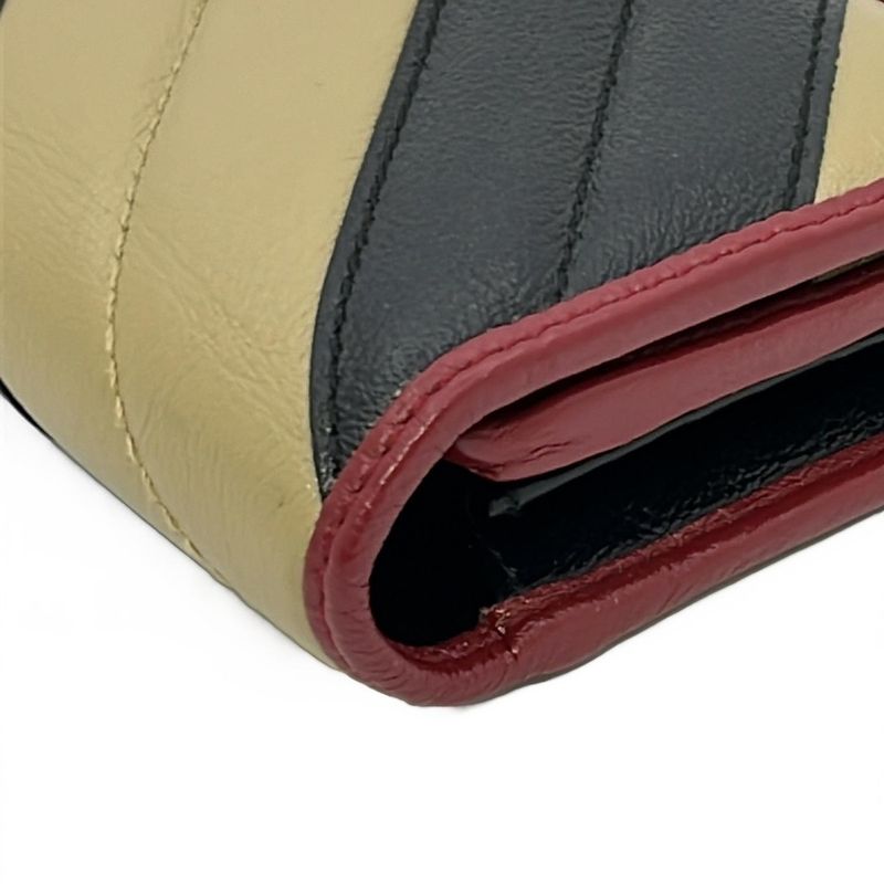 Gucci Long Wallet Ggmarmont 573809 Beige X Black X Red Leather