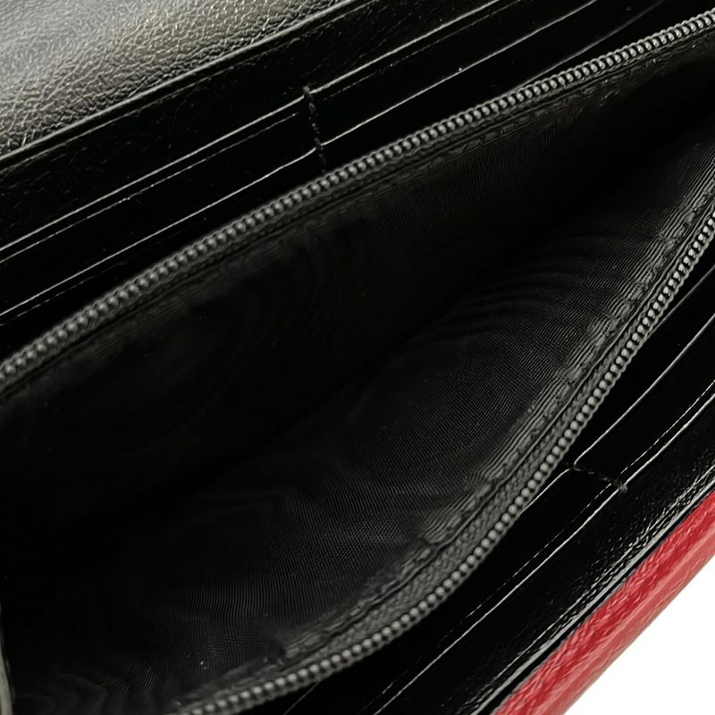 Gucci Long Wallet Ggmarmont 573809 Beige X Black X Red Leather