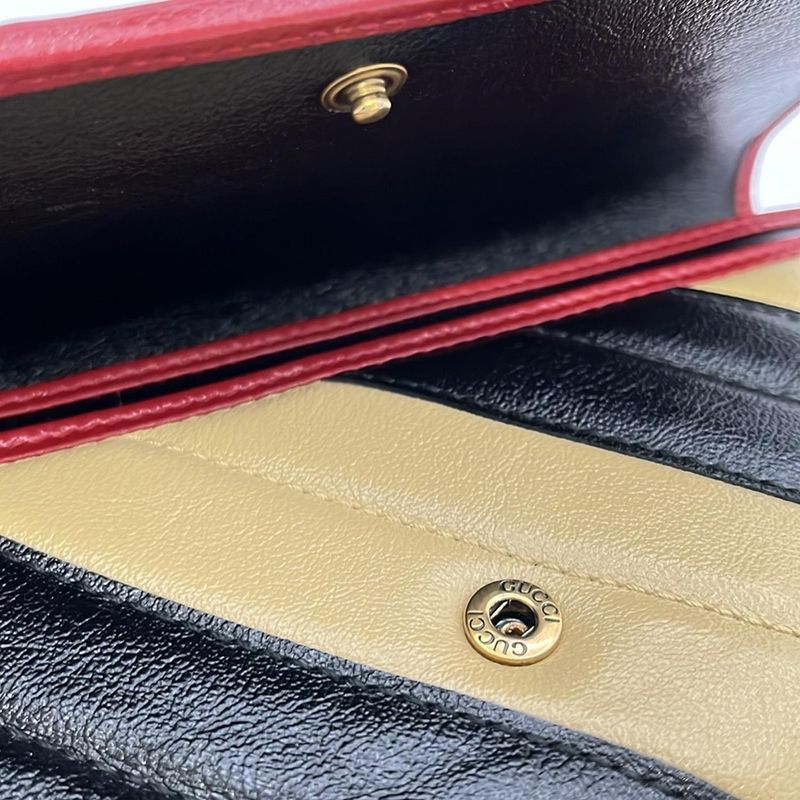 Gucci Long Wallet Ggmarmont 573809 Beige X Black X Red Leather