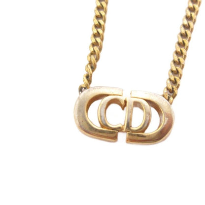 Christian Dior Necklace Pendant CD Logo Gold Color Accessories Aa