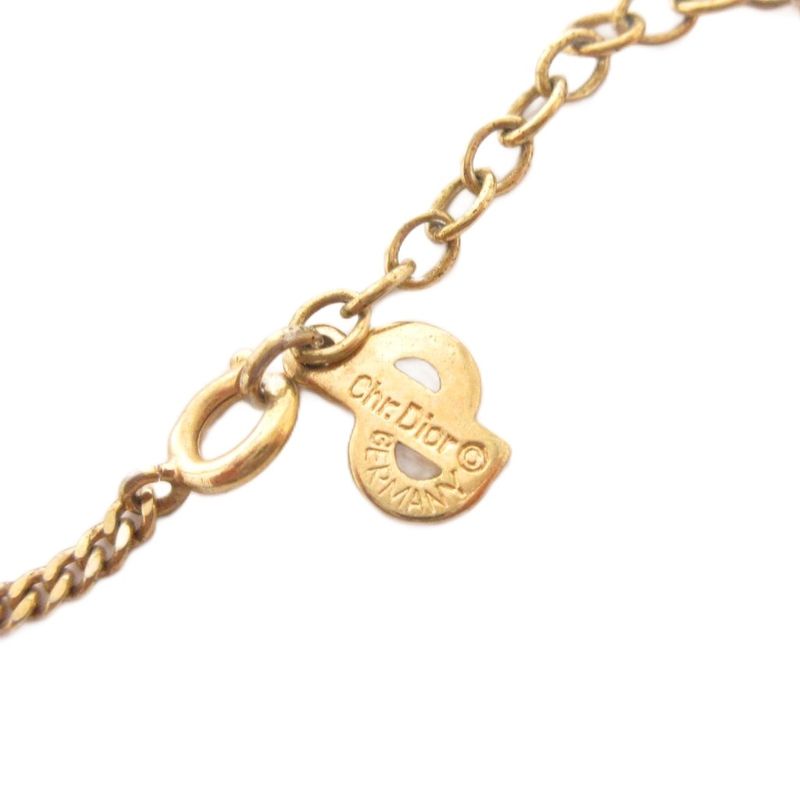 Christian Dior Necklace Pendant CD Logo Gold Color Accessories Aa