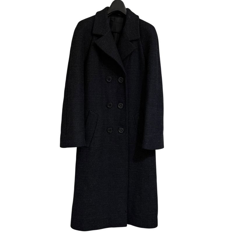 Prada Double Breasted Chester Coat 42 Black X Gray Ladies Used
