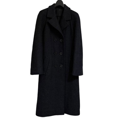 Prada Double Breasted Chester Coat 42 Black X Gray Ladies Used