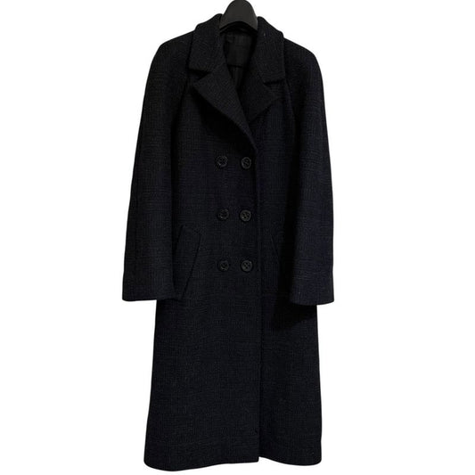 Prada Double Breasted Chester Coat 42 Black X Gray Ladies Used