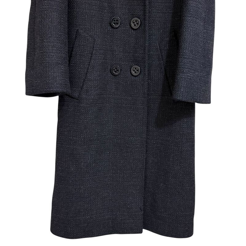 Prada Double Breasted Chester Coat 42 Black X Gray Ladies Used