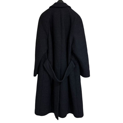 Prada Double Breasted Chester Coat 42 Black X Gray Ladies Used