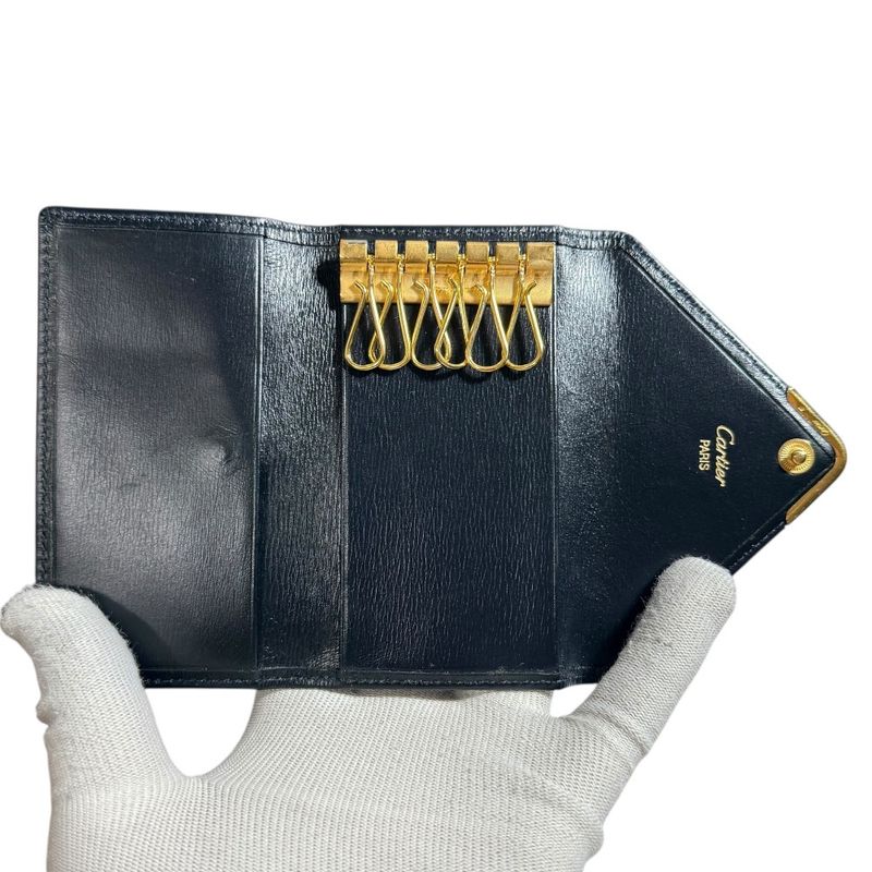 Cartier Sapphire Line Key Case Black Men's Used