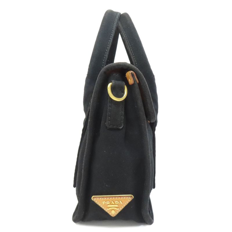 Prada Logo Handbag Canvas Ladies