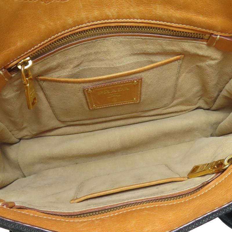 Prada Logo Handbag Canvas Ladies