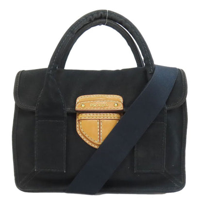 Prada Logo Handbag Canvas Ladies