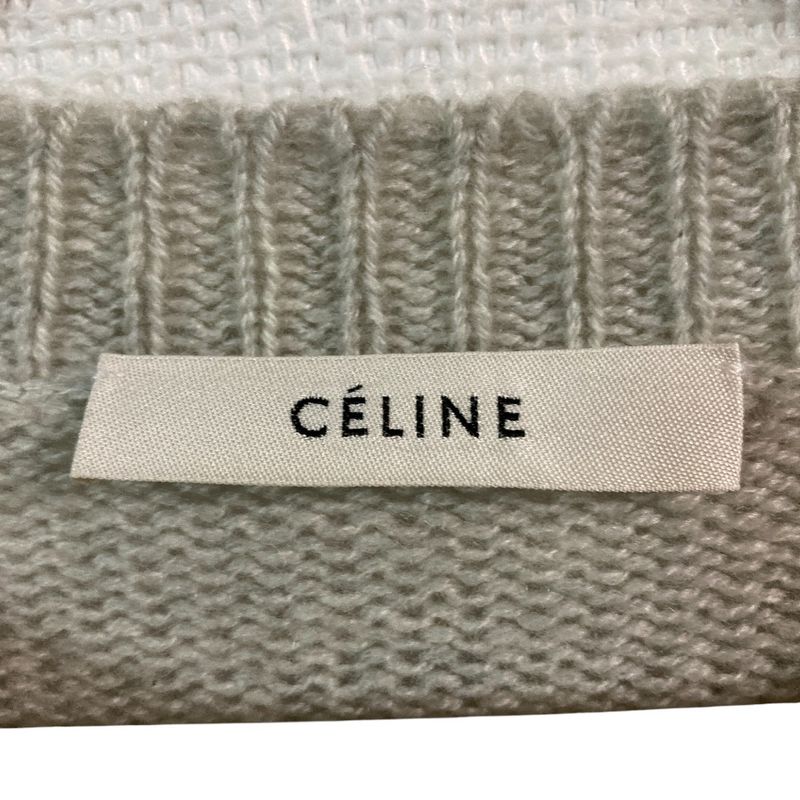 Celine Phoebe Period Triomphe Logo Cashmere Crew Neck Knit Sweater Size S Gray