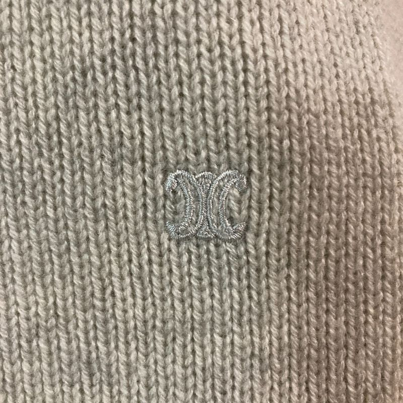Celine Phoebe Period Triomphe Logo Cashmere Crew Neck Knit Sweater Size S Gray