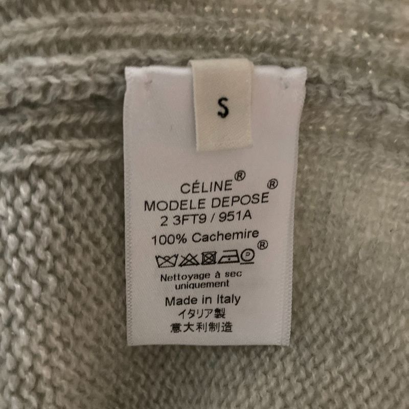 Celine Phoebe Period Triomphe Logo Cashmere Crew Neck Knit Sweater Size S Gray