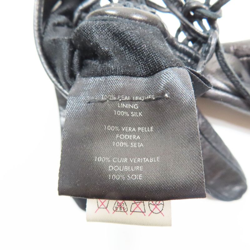 Gucci Lamb Leather Gloves Lace Up Leather Gloves Silk Lining Archive 7 Black