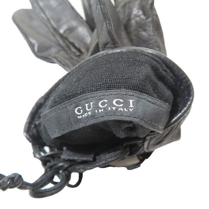 Gucci Lamb Leather Gloves Lace Up Leather Gloves Silk Lining Archive 7 Black