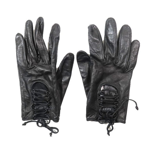 Gucci Lamb Leather Gloves Lace Up Leather Gloves Silk Lining Archive 7 Black