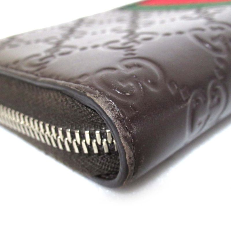 Gucci GG Shima Sherry Line Round Zipper Long Wallet Long Wallet Dark Brown