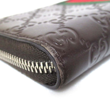 Gucci GG Shima Sherry Line Round Zipper Long Wallet Long Wallet Dark Brown