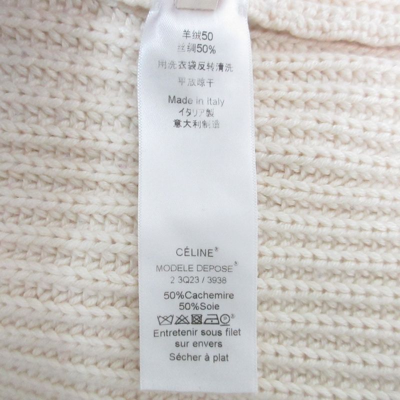 Celine Phoebe Period American Sleeve Cashmere Silk Knit Sweater XS Ivory Ladies