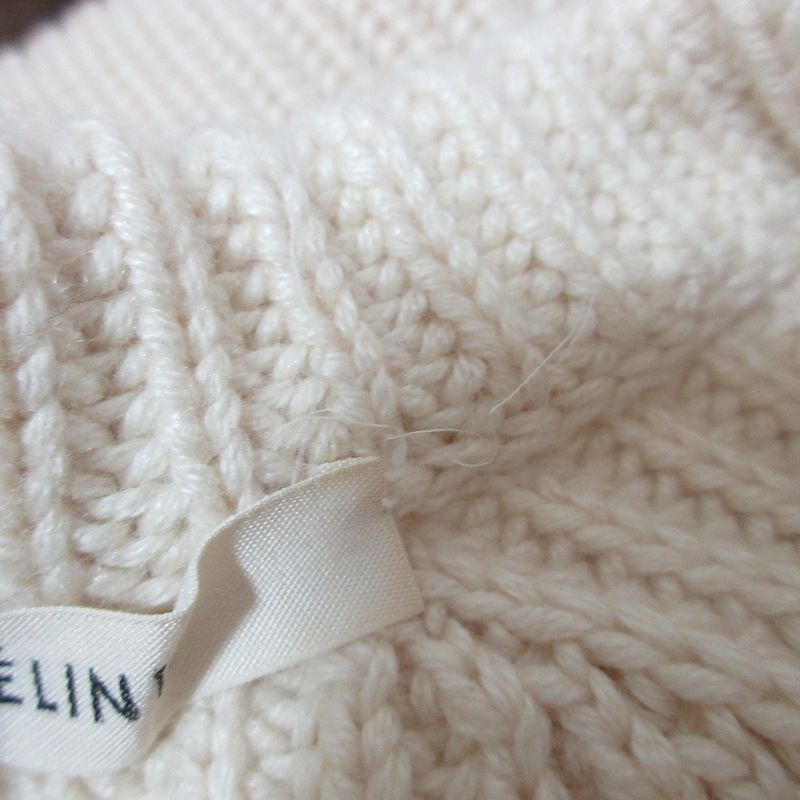 Celine Phoebe Period American Sleeve Cashmere Silk Knit Sweater XS Ivory Ladies
