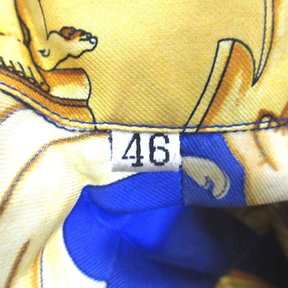 Gianni Versace Baroque Pattern Long Sleeve Silk Shirt Size 46 Blue Multicolor