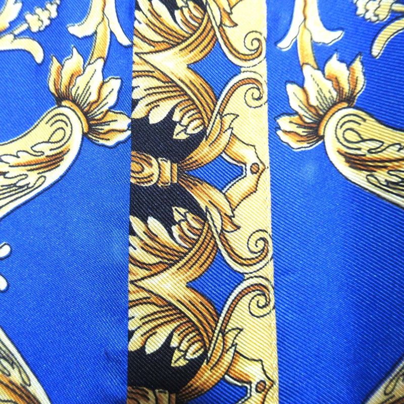 Gianni Versace Baroque Pattern Long Sleeve Silk Shirt Size 46 Blue Multicolor