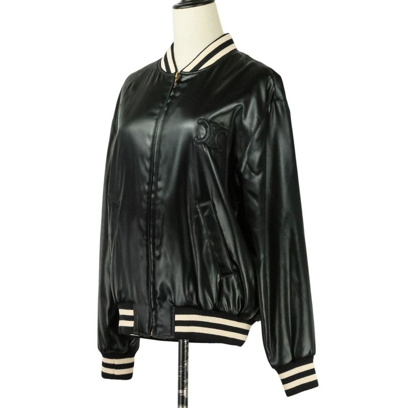 22SS Celine Kazak Jacket Triomphe Stadium Jacket 2v46j199q Size 36 Black Ladies