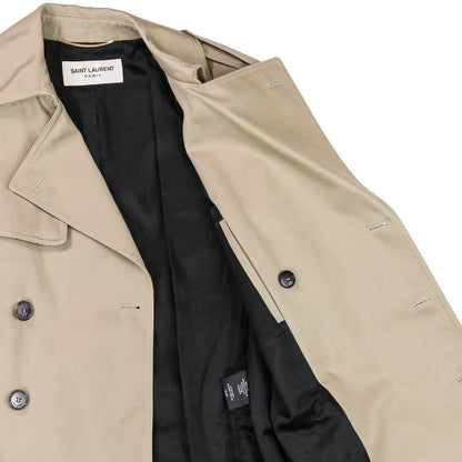 Saint Laurent Paris Cotton Belted Trench Coat 36 Khaki Beige Ladies Used