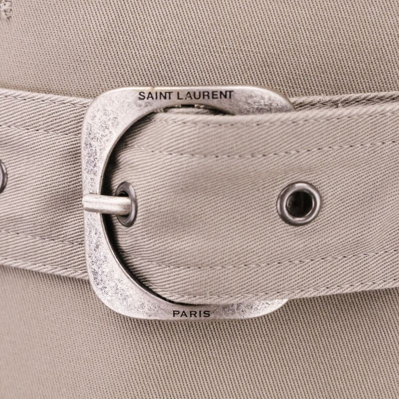 Saint Laurent Paris Cotton Belted Trench Coat 36 Khaki Beige Ladies Used