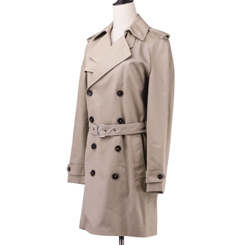 Saint Laurent Paris Cotton Belted Trench Coat 36 Khaki Beige Ladies Used