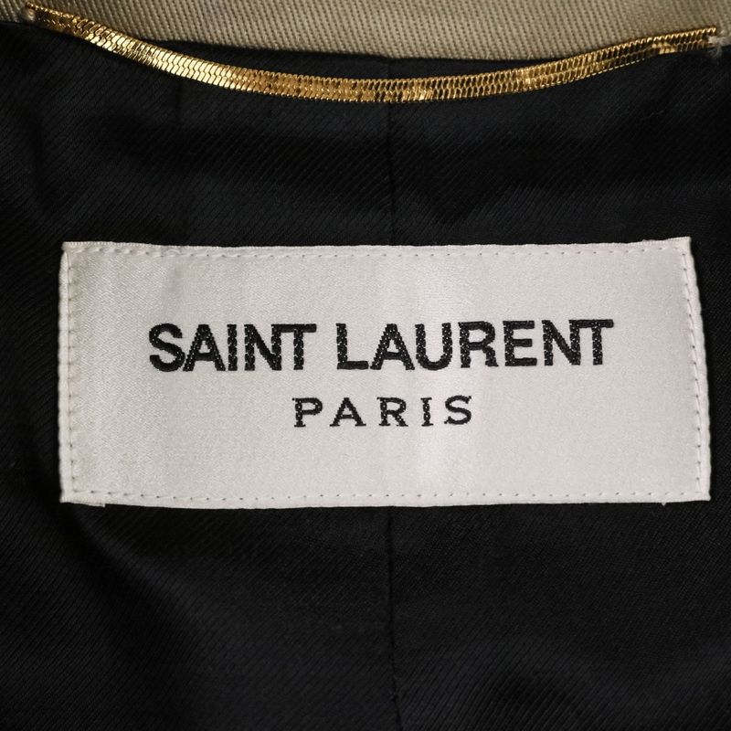Saint Laurent Paris Cotton Belted Trench Coat 36 Khaki Beige Ladies Used