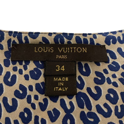Louis Vuitton Leopard Print Silk Blouse Size 34 Blue Ladies Used