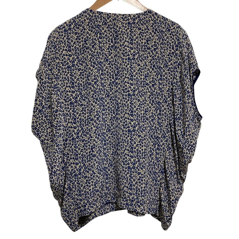 Louis Vuitton Leopard Print Silk Blouse Size 34 Blue Ladies Used