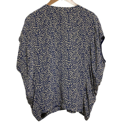 Louis Vuitton Leopard Print Silk Blouse Size 34 Blue Ladies Used
