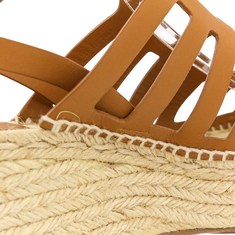 Hermes Cataria Espadrille Sandals Size 38 Equivalent To 24.5cm (9.65in) Brown