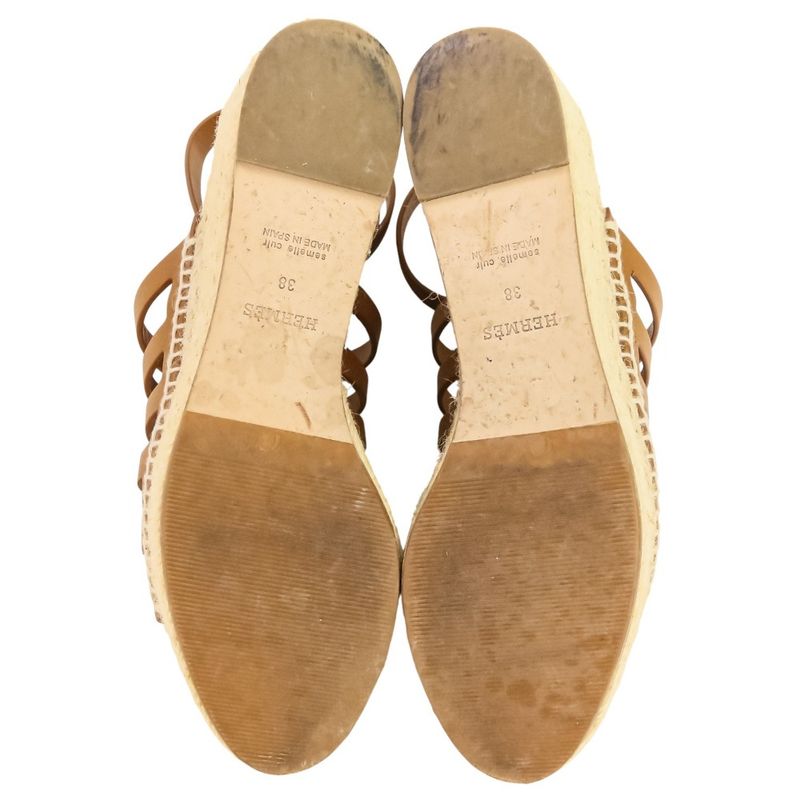 Hermes Cataria Espadrille Sandals Size 38 Equivalent To 24.5cm (9.65in) Brown