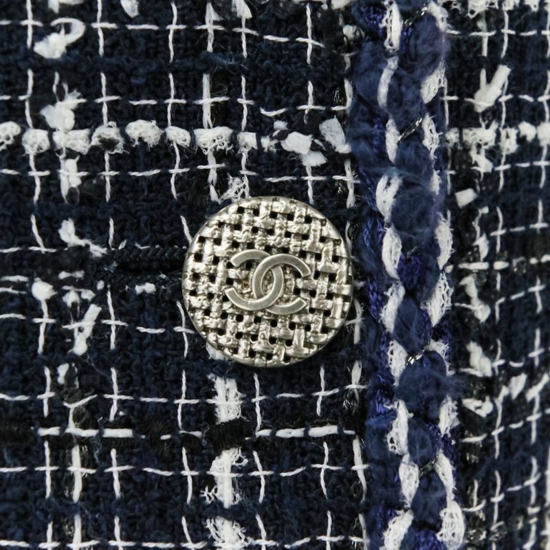 Chanel Coco Mark Button Tweed Jacket Skirt Setup Suit P47857 P47766 Size 34