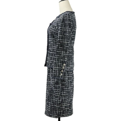 Chanel Coco Mark Button Tweed Jacket Skirt Setup Suit P47857 P47766 Size 34