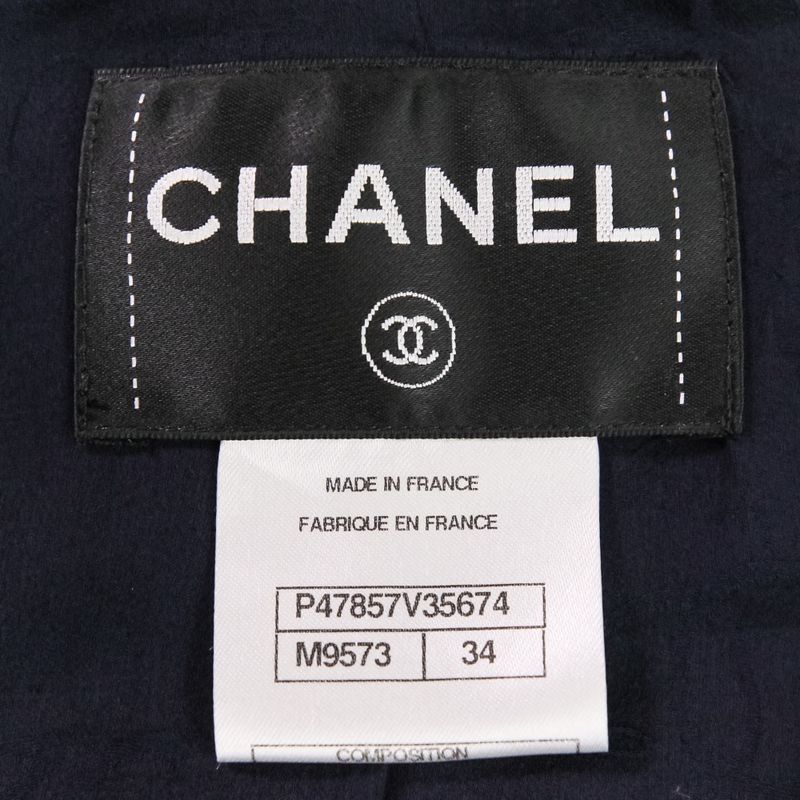 Chanel Coco Mark Button Tweed Jacket Skirt Setup Suit P47857 P47766 Size 34