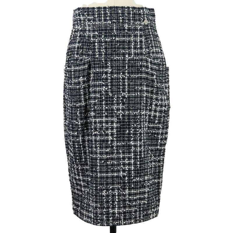 Chanel Coco Mark Button Tweed Jacket Skirt Setup Suit P47857 P47766 Size 34